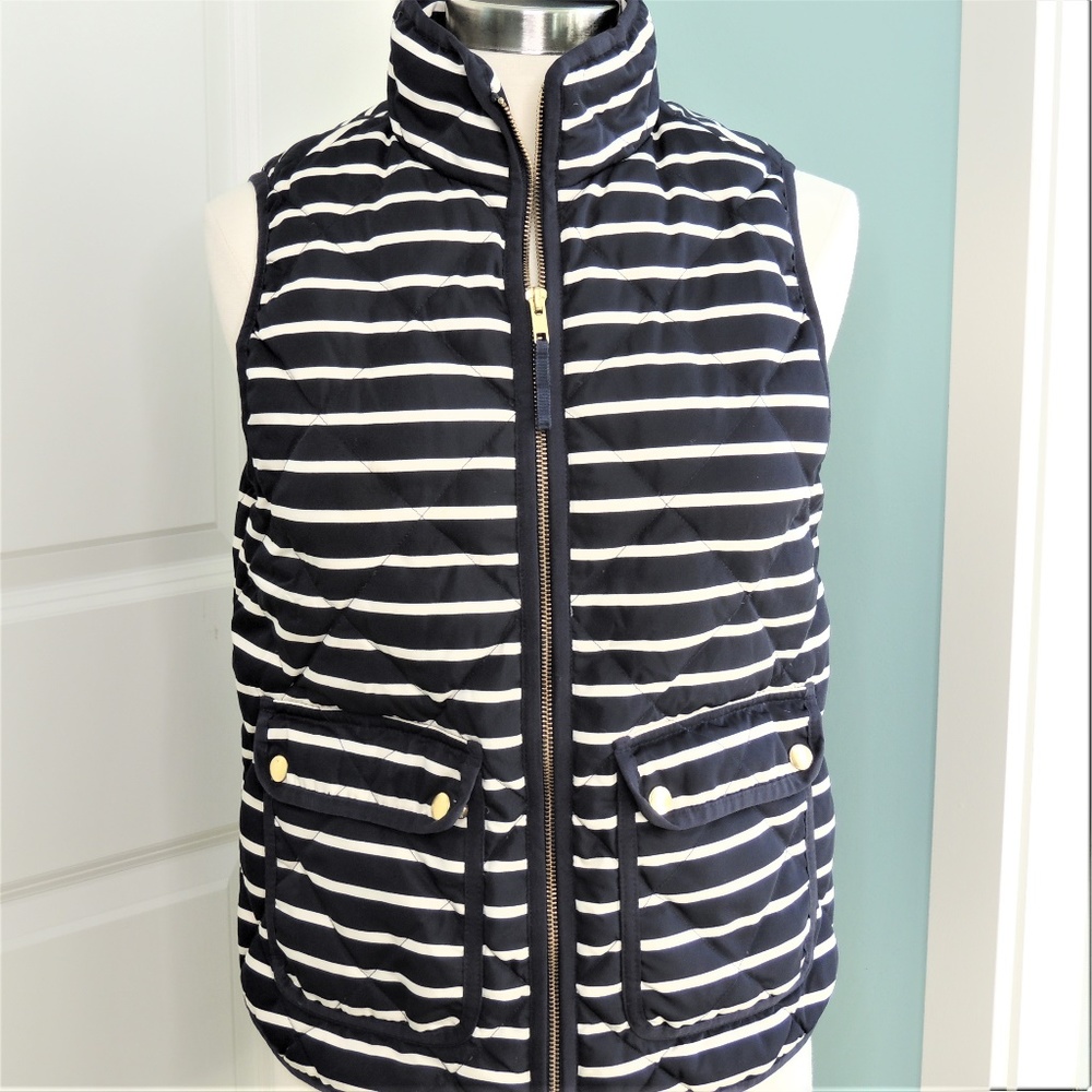 J. Crew Navy Stripe Down Vest size Small